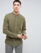 Asos Regular Fit Viscose Acid Wash Shirt In Khaki - Green