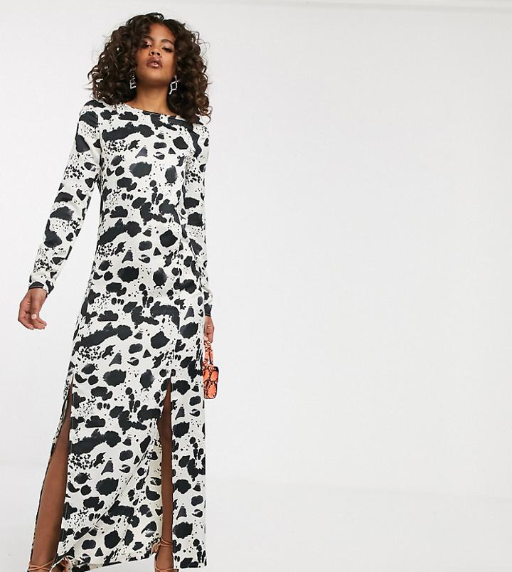 Asos Design Tall Maxi Dress With Cowl Back In Splodge Print - Multi