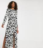 Asos Design Tall Maxi Dress With Cowl Back In Splodge Print - Multi