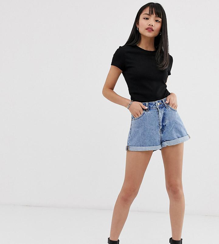 Dr Denim Jenn Petite Roll Hem Short-blue