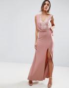 Asos Vintage Lace Drape Maxi Dress - Pink