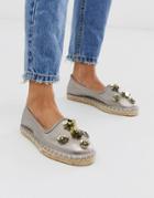 South Beach Sequin Espadrille In Pewter-silver