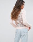 New Look Embroidered Back Cardigan - Pink