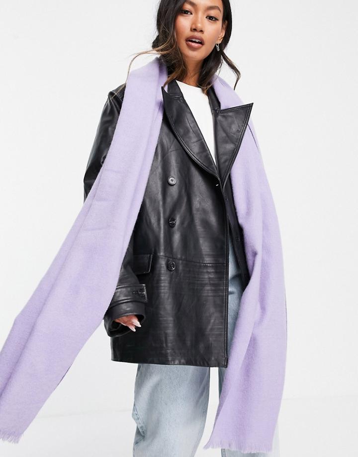 Asos Design Recycled Blend Scarf With Raw Edge In Lilac-purple