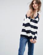 Vero Moda Stripe Cold Shoulder Sweater - Multi
