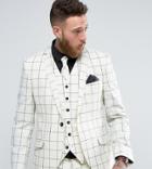 Heart & Dagger Skinny Suit Jacket In Wool Check - White