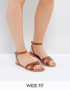 Asos Feel Good Wide Fit Flat Sandals - Tan