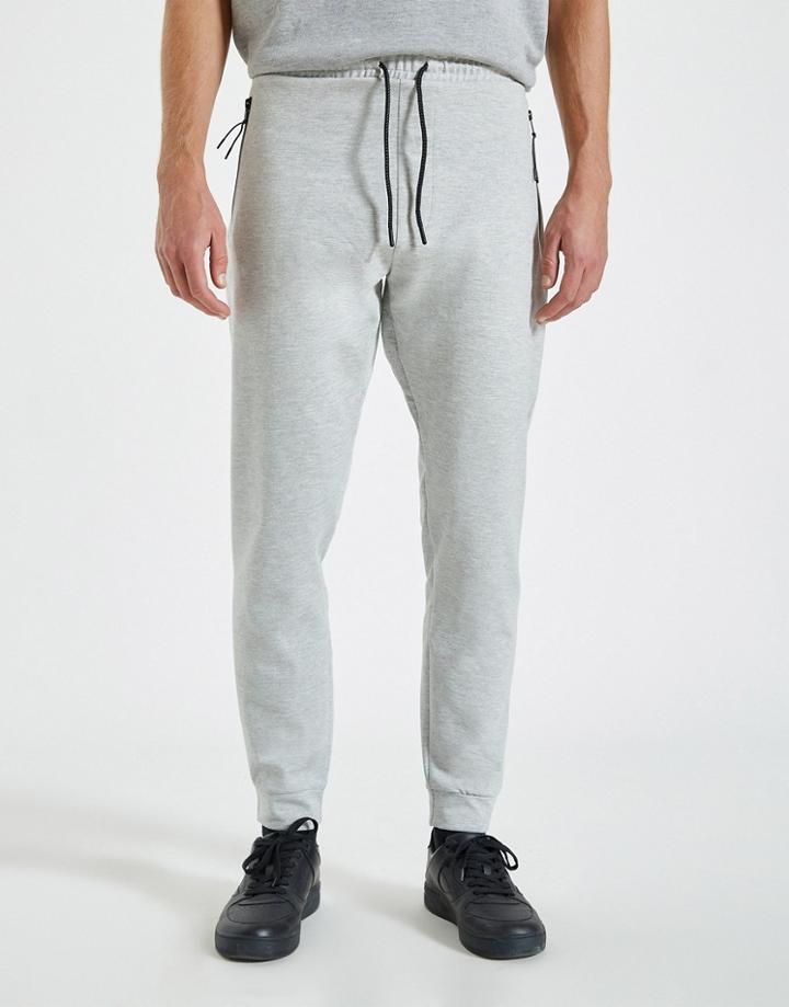 Pull & Bear Sweatpants With Zip Pockets In Gray-grey