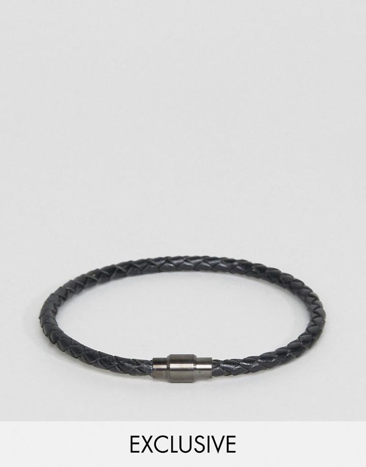 Seven London Leather Plaited Bracelet In Black Exclusive To Asos - Black