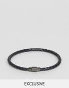 Seven London Leather Plaited Bracelet In Black Exclusive To Asos - Black
