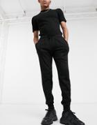 Asos Design Knitted Wide Rib Sweatpants In Black