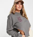 Asyou Drop Hem Sweat With Graphic In Charcoal - Part Of A Set-black