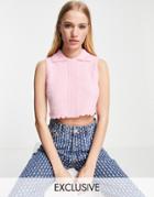 Reclaimed Vintage Inspired Fluffy Top With Lettuce Hem In Pink - Part Of A Set