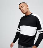 Asos Design Tall Oversized Sweatshirt With Color Block - Black