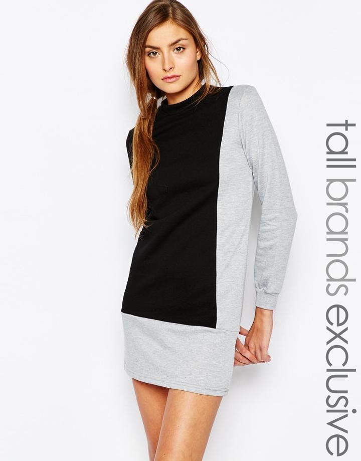 One Day Tall High Neck Color Block Sweat Dress - Multi