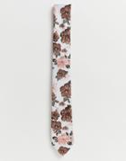 Twisted Tailor Striped Tie With Floral Print-brown