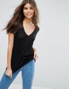 Asos Lightweight T-shirt With V Neck - Black