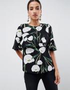 Ax Paris Leaf Printed Blouse - Black