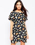 Asos Knot Detail Dress In Floral Print - Multi