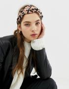 Asos Design Headband With Knot Front In Cheetah Print - Multi