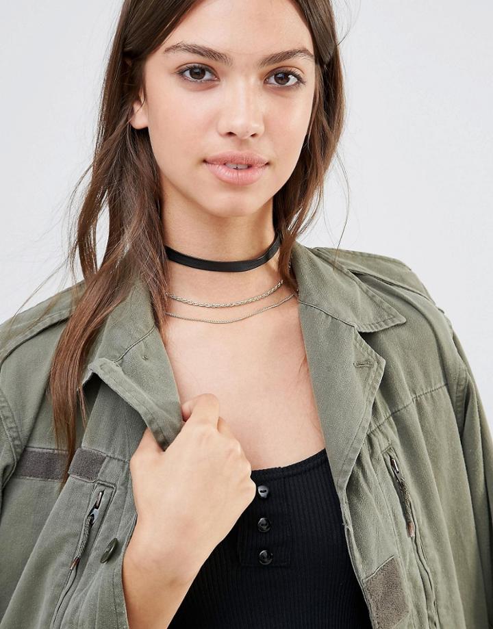 Pieces Choker & Layering Chain Necklace - Black