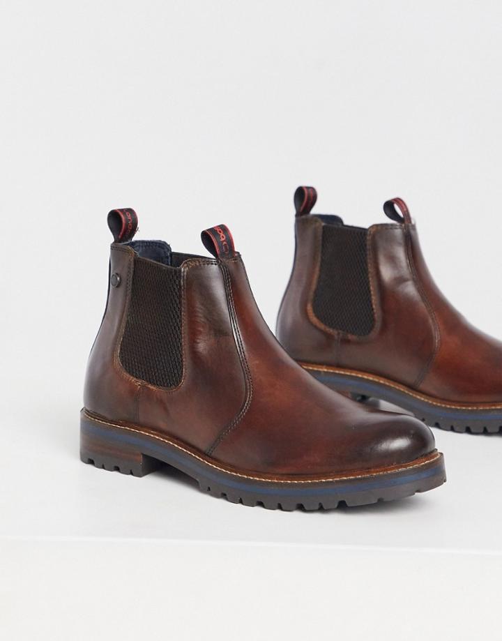 Base London Hadrian Chelsea Boots In Burnished Brown Leather