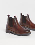 Base London Hadrian Chelsea Boots In Burnished Brown Leather