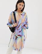 Weekday Pastel Floral Longline Shirt - Multi