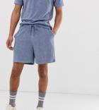 Asos Design Tall Two-piece Shorts In Towelling In Blue