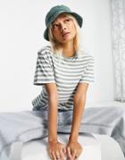 Asos Design Ultimate T-shirt In Khaki And White Stripe-multi