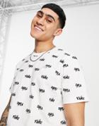 Nike Club All-over Logo Print T-shirt In White