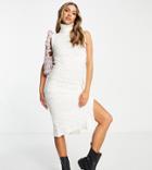 Missguided Sleeveless Cable Knit Roll Neck Dress In Cream-white