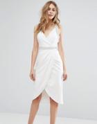 Tfnc Wrap Midi Dress With Embellished Trim - White