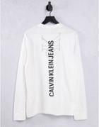Calvin Klein Jeans Branded Graphic Back Print Logo Long Sleeve T-shirt In White