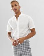 Asos Design Regular Fit Smart Linen Shirt In White