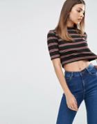 Asos Crop Top In Clean Rib Stripe - Multi