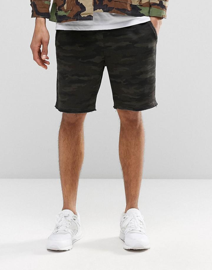 Asos Slim Jersey Shorts In Camo - Camo