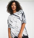 Asos Design Curve Oversized T-shirt In Tie Dye In Mono-green