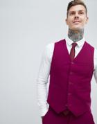 Asos Design Wedding Super Skinny Suit Vest In Plum - Purple