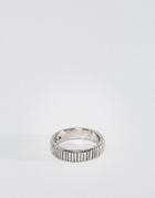 Icon Brand Serrated Band Ring In Antique Silver - Silver