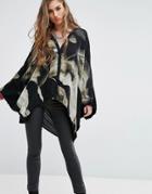 Religion Botanic Leaf Print Caftan - Black