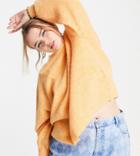 Asos Design Curve Crew Neck Sweater In Fluffy Yarn In Orange