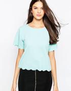 Ax Paris Scallop Edge Top - Aqua