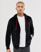 Polo Ralph Lauren Full Zip Velour Hoodie With Player Logo In Black