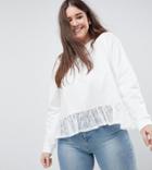 Asos Curve Sweat With Lace Hem - Cream