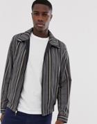 Asos Design Reversible Harrington Jacket With Gray Stripe