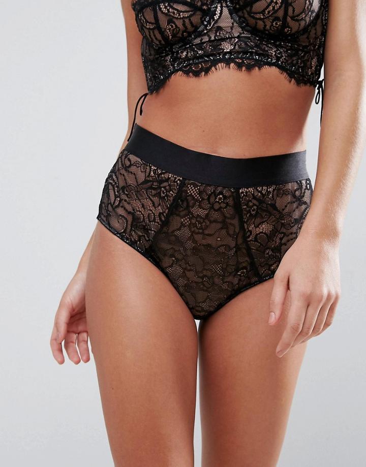 Asos Rai Lace Up Highwaist Pant - Black