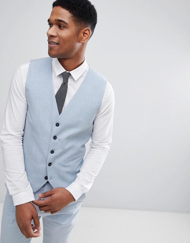 Selected Homme Super Skinny Wedding Vest - Blue