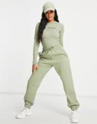 Il Sarto Set Oversized Sweatpants In Light Khaki-green