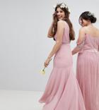 Tfnc Maxi Bridesmaid Dress With High Low Hem-pink